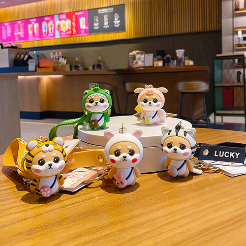 Official Cartoon Chai Xiaohu Keychain for Girls, Cute Trendy Fashion Deco Polished Chihuahua Rabbit Keychain Bag Hook