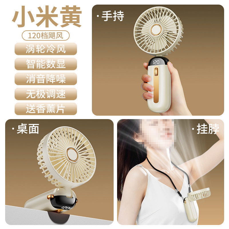2025 nuevo pequeño ventilador portátil ahumado cuello silencioso viento USB carga de escritorio en stock