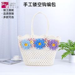 メーカー卸売大容量綿糸織バッグ新しい花中空草織バッグ海辺の休暇ビーチバッグ