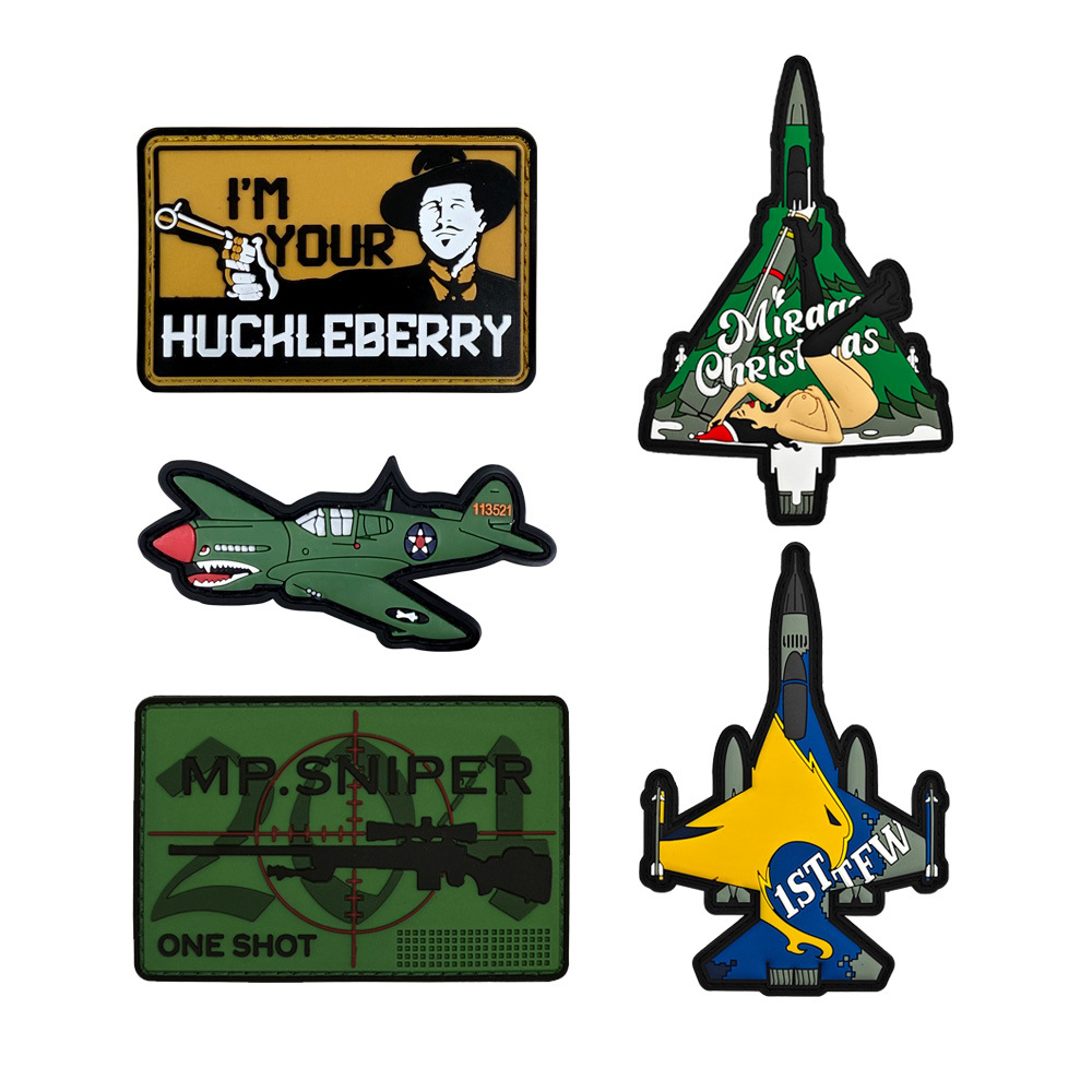 跨境现货 PVC软橡胶臂章战术士气徽章战机硅胶滴胶标背包装饰补丁