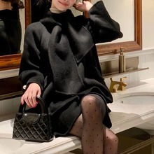 法式千金风白色毛呢大衣外套女古着vintage深冬装搭配一整套裙子