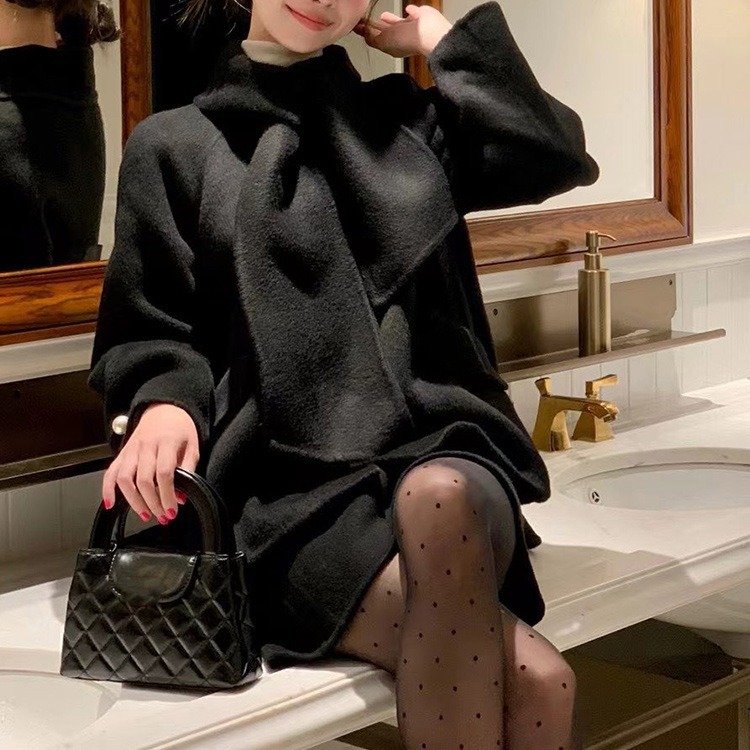 法式千金风白色毛呢大衣外套女古着vintage深冬装搭配一整套裙子