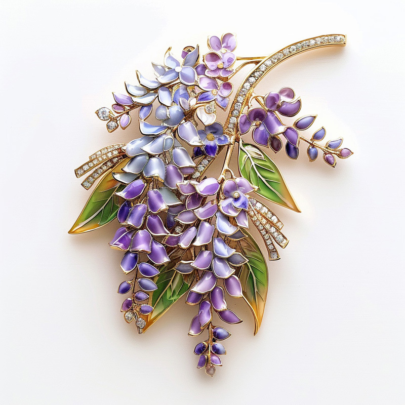 Xiliang Feizi Gaoding Series Original Design Purple Romantic Clothing Accessories Corsage Elegant Wisteria Brooch