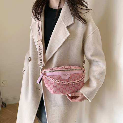 Fashionable Women's Diamond Bag PU Version Trendy High-end Chain Crossbody Bag Casual Versatile Small Waist Bag