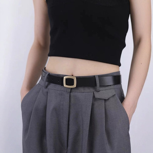Korean Style Simple Belt for Women, New Fashion Versatile Decorative Belt for Jeans, High-End Black Belt for Women