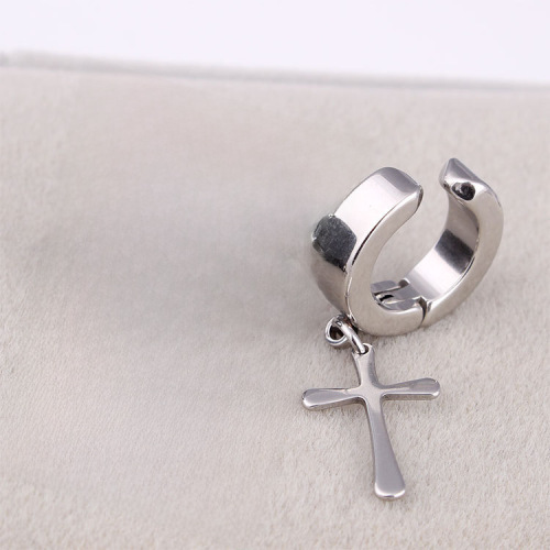 Korean Style Fashion Cross Titanium Steel Magnet Men No Hole Ear Clips Earrings Wholesale Amazon Trend Cross-Border Supply