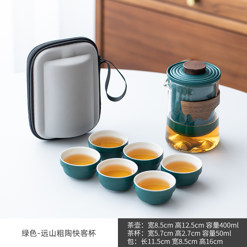 Large capacity pot with six cups (green)