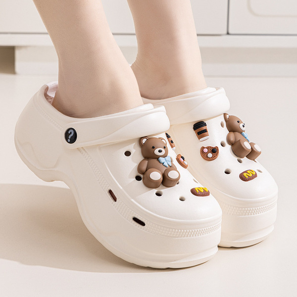 EVA Hole Shoes Women's Summer Outer Wear 2025 New Seaside Beach Sandals Platform Height-Increasing Slippers