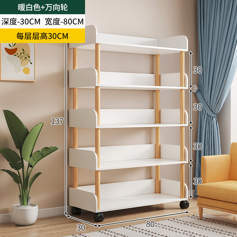 Red de celebridades de Internet, estantería pequeña móvil, escritorio simple, estante de almacenamiento de libros de varias capas junto a la mesa con ruedas