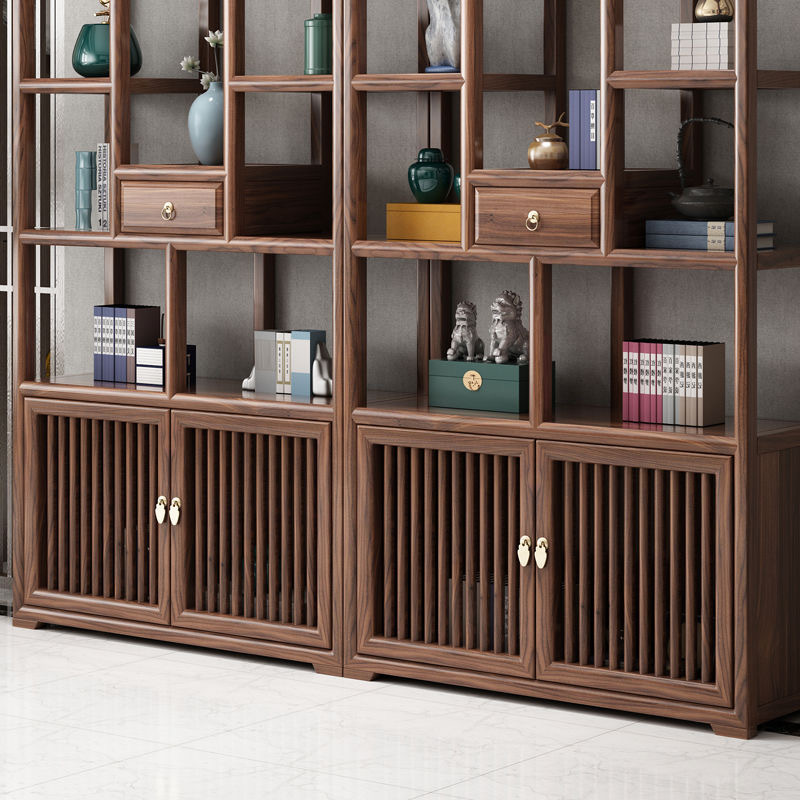 Solid Wood New Chinese Style B&oacute;gǔ Frame, South Elm Wood Multi-Story Display Shelf, Bookshelf, Tea Room Showcase