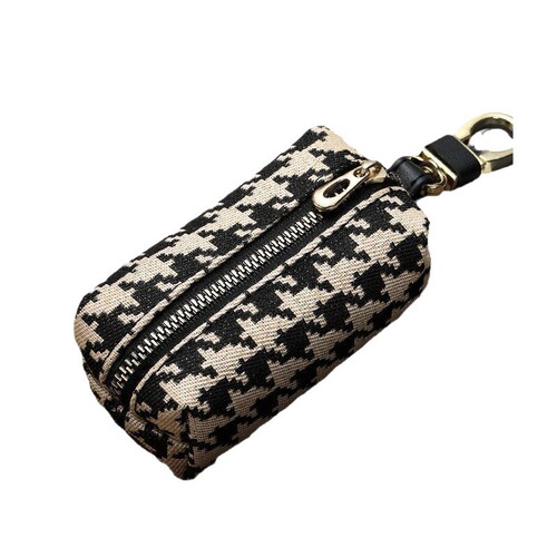 houndstooth key bag for women, simple large capacity waist hanging, multifunctional zipper change bag, card bag, card cover
