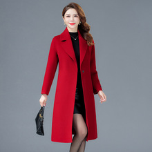 双面羊毛大衣女2024秋冬中长款西装领新款中老年妈妈羊毛呢子外套