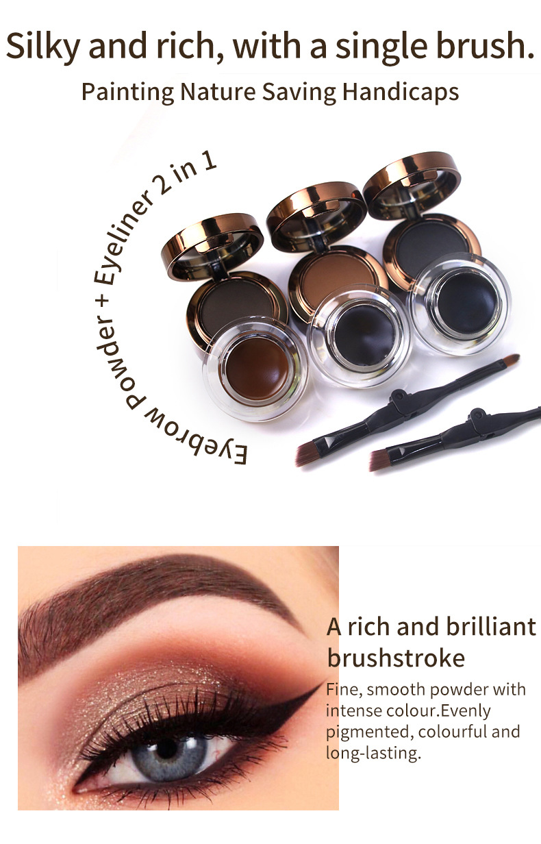VIBELY's two-in-one eyeliner cream for foreign trade comes with a brush, is waterproof, sweat-proof, does not smudge, and is a natural eye contour cream that does not smudge undefined