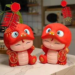 辰年マスコット Qian Duoduo 人形小さな装飾品幸運貯金箱干支蛇デスクトップ装飾クリエイティブ招き猫
