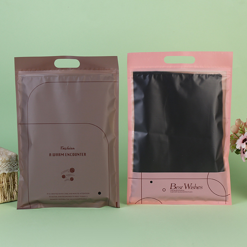 高颜值半透明手提服装袋 保暖美体内衣自封袋 家用衣物包装密封袋