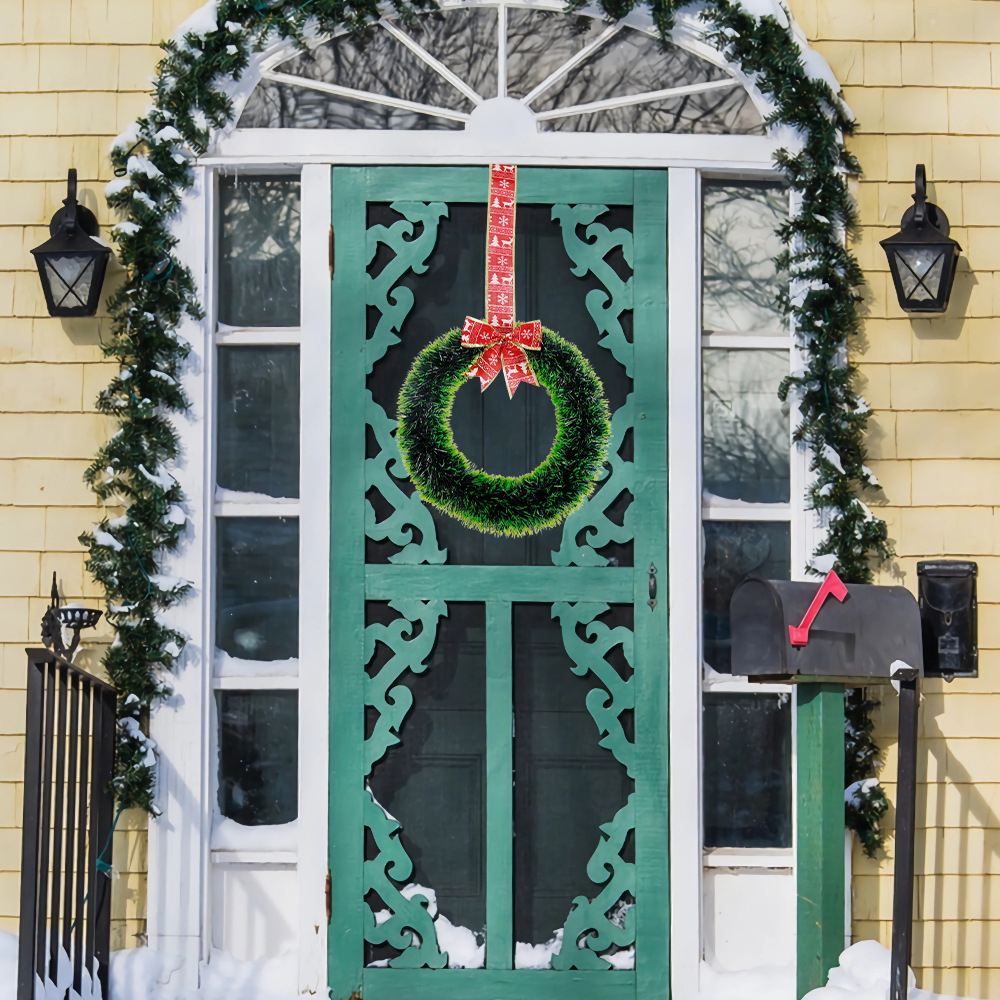 Amazon nuevas decoraciones de Navidad arco guirnalda colgante decoración del partido PET Navidad guirnalda adornos
