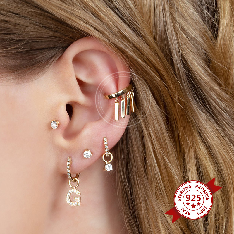 Single Geometric Long 18k Earrings Simple New Punk Style Copper Ear Clip display picture 5