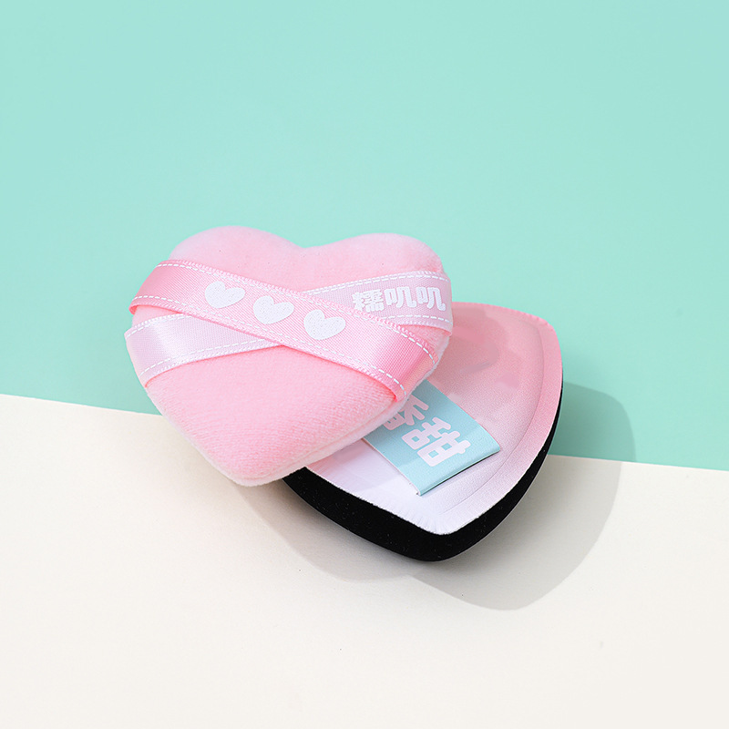 Puff triangular, algodón de azúcar, súper suave, grueso, seco y húmedo, amor de doble uso, doble cinta, flocado, polvo suelto, esponja de maquillaje, cojín de aire