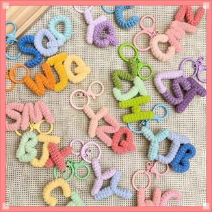 Customized Plush Crochet Letter Keychain DIY Couple Keychain Pendant Graduation Gift for Classmates