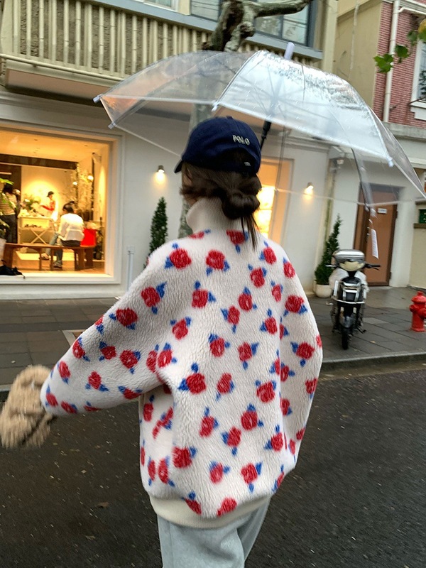 暖冬甜豆 ~ 多色の毛茸感の子羊の毛の厚いコートの女性の冬の短いタイプの甘いぬいぐるみの上着|undefined