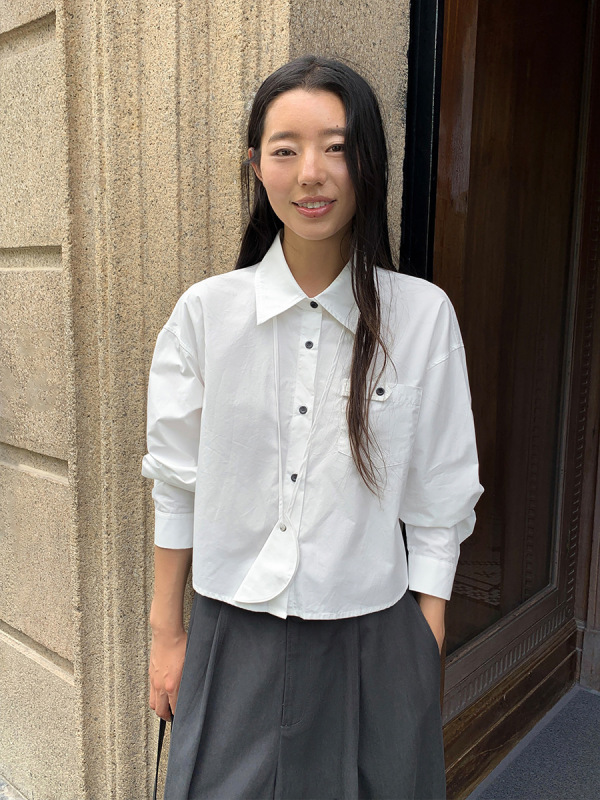 【清仓不退不换】MOXI十三行女装韩系设计感小众短款女式衬衫衬衣|undefined