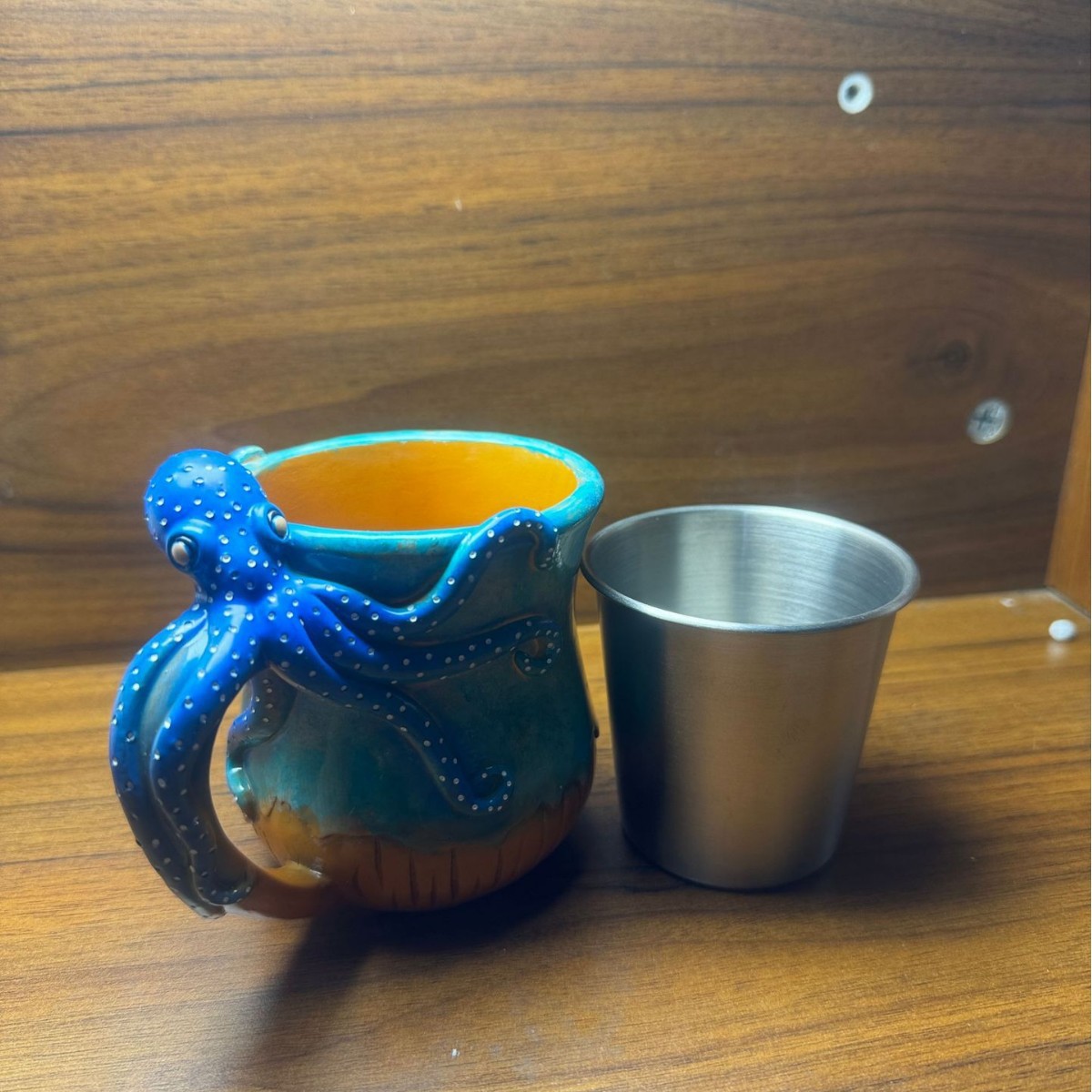  Popular Creative Octopus-Shaped Coffee Hot and Cold Cup Mug Stainless Steel Liner Resin Crafts Ornaments