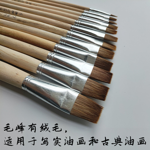 ♔ Ultra-Realistic Wolf Hair Flat Oil Painting Brush, Classical Oil Painting, Professional Grade, Teacher and Student Painting, Art, Sable Hair