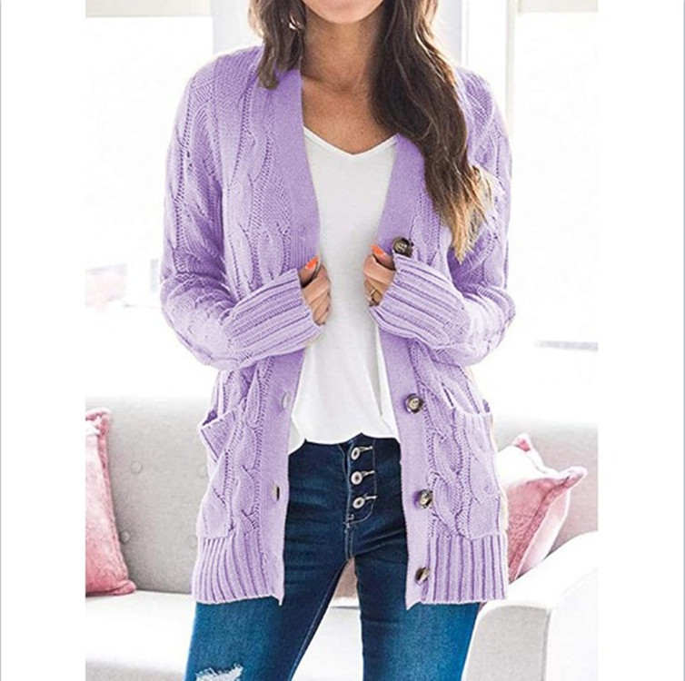 Suéter Cárdigan Nuevo de Otoño-Invierno 2026 para Mujer, Estilo Europeo y Americano, Cuello en V, Cierre de un Botón, Manga Larga, Chaqueta de Punto