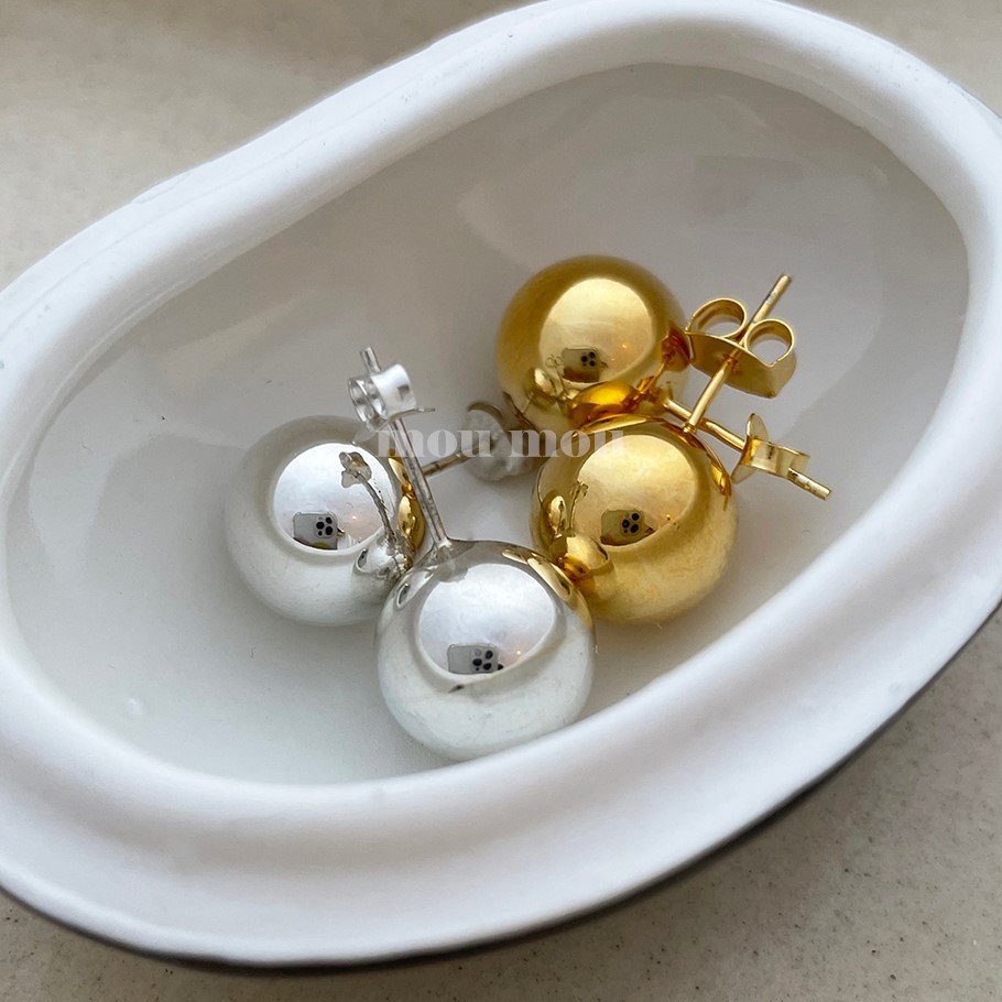 1 Par Estilo Simple Bola Plata Esterlina Enchapado Pendientes display picture 3