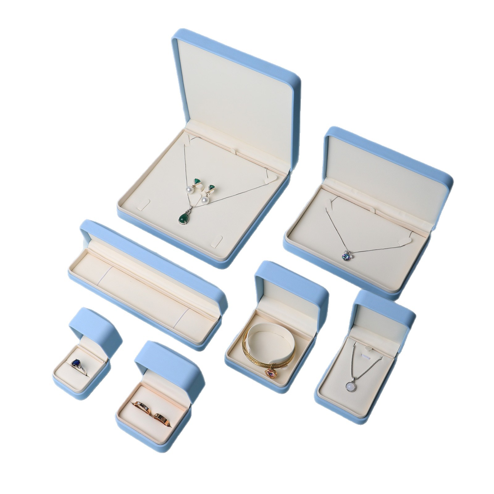 Tiffany azul de alta calidad caja de joyería, colgante, brazalete, collar, caja de anillo, logotipo imprimible, caja de joyería de regalo