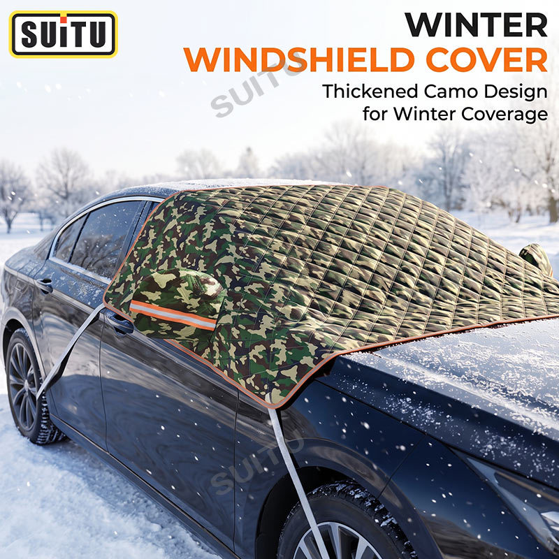 Car snow cover for front windshield, anti-freeze cover, anti-frost cover, multifunctional half-cover car cover, snow protection, thickened for winter