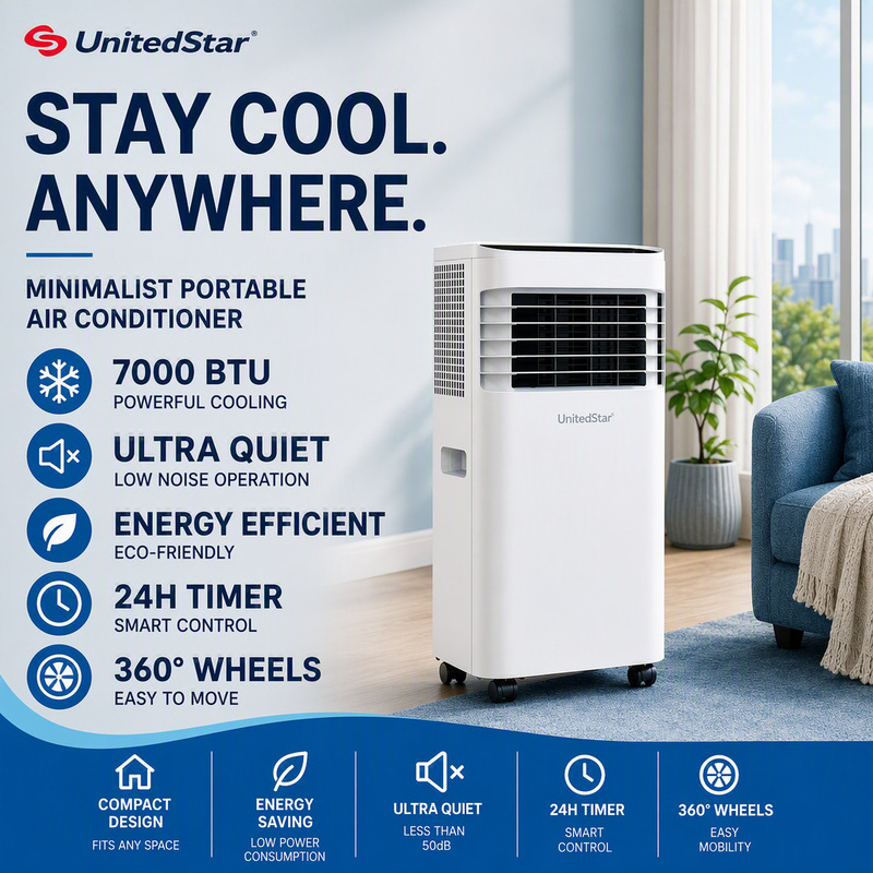 Portable Air Conditioner 7000Btu Cross-Border Mobile Air Conditioning Cabinet Unit Factory Cb in Stock