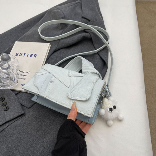 Fashionable denim stitching crossbody bag women's bag niche versatile casual shoulder bag high-end this year's new handbag