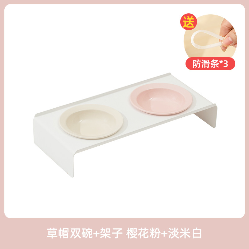 Platillo volante de cerámica sombrero de paja para mascotas tazón de gato y perro cuenco Corea del Sur BD protección cervical antidetonantes bebedero comida doble tazón