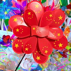 双层五星大风车十一国庆节儿童玩具活动布置景区热卖节庆用品批发