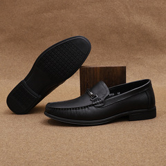 2020秋季新款頭層牛皮簡約經典套腳商務休閒鞋舒適駕車鞋超軟男鞋