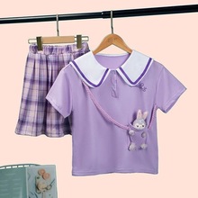 女童夏季学院套装新款网红洋气中大儿童百褶裙星黛露jk短袖两件套