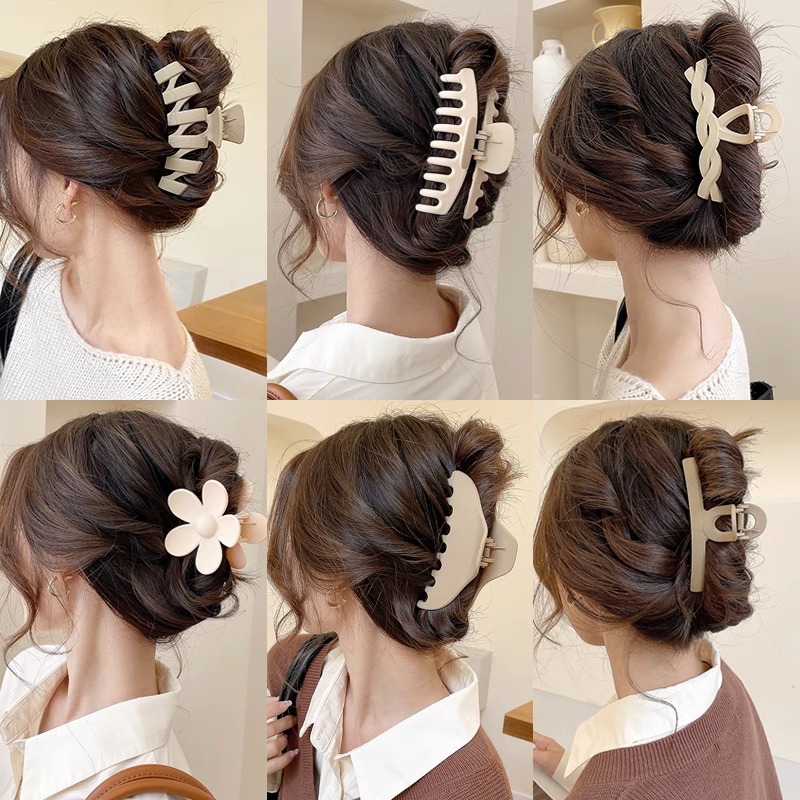 Pinza de pelo de felpa elegante para mujer, tamaño grande para cabello grueso, sensación de alta gama, horquilla, pinza de tiburón para la parte posterior de la cabeza para otoño e invierno, accesorio para el cabello.