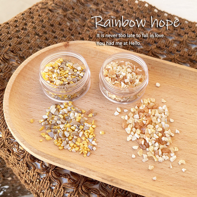 Oil painting style matte gravel nail jewelry material Maillard color mixed color DIY wear nail accessories material package