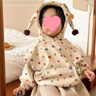 Boys and girls baby fleece-lined vests 2023 autumn and winter new Korean children's double-sided Australian grain fleece loose clown vests
