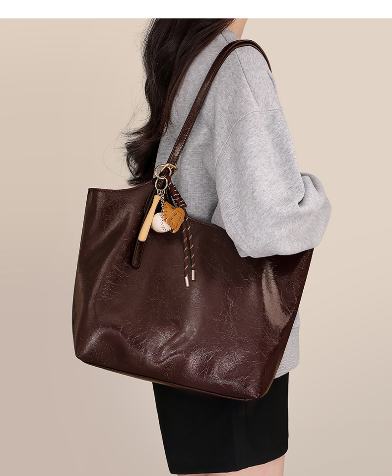 Túi tote nữ cỡ lớn phong cách vintage đi làm — màu cà phê chi tiết 2