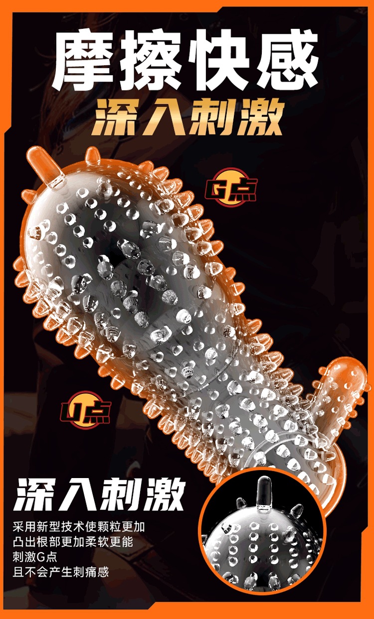 Wolf Tooth Textured Penis Headgear in Clear TPE for Couples — detail image 5
