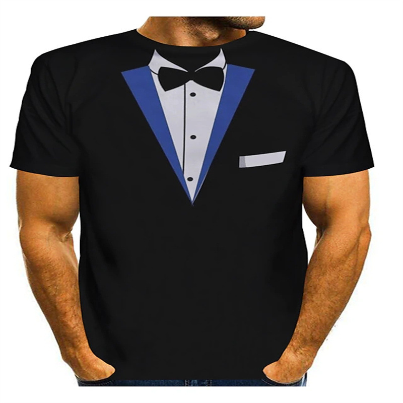 2024 European anD American Men's T-shirt TuxeDo Pattern RounD Neck 3D Print Daily Summer Short Sleeve Clothing