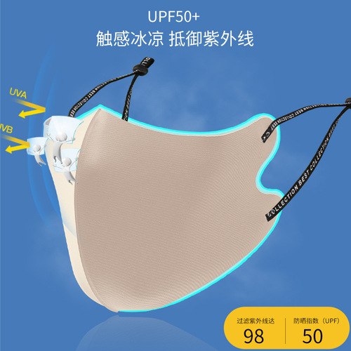Thin ice silk cotton adjustable English ear straps with cool feeling sun protection breathable washable cross-border wholesale