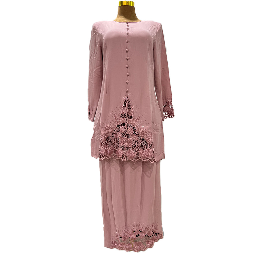 Cross-border ancient cage clothing Starlight linen embroidery hollow embroidered two-piece women's clothing group suit in stock