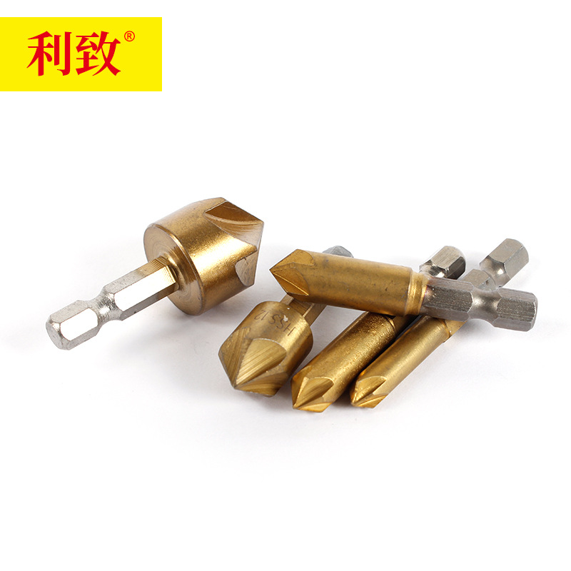Hexagon handle five-blade grooved Chamfering knife Chamfering knife 90 degree Chamfering knife drill woodworking hole opener 6-piece wholesale