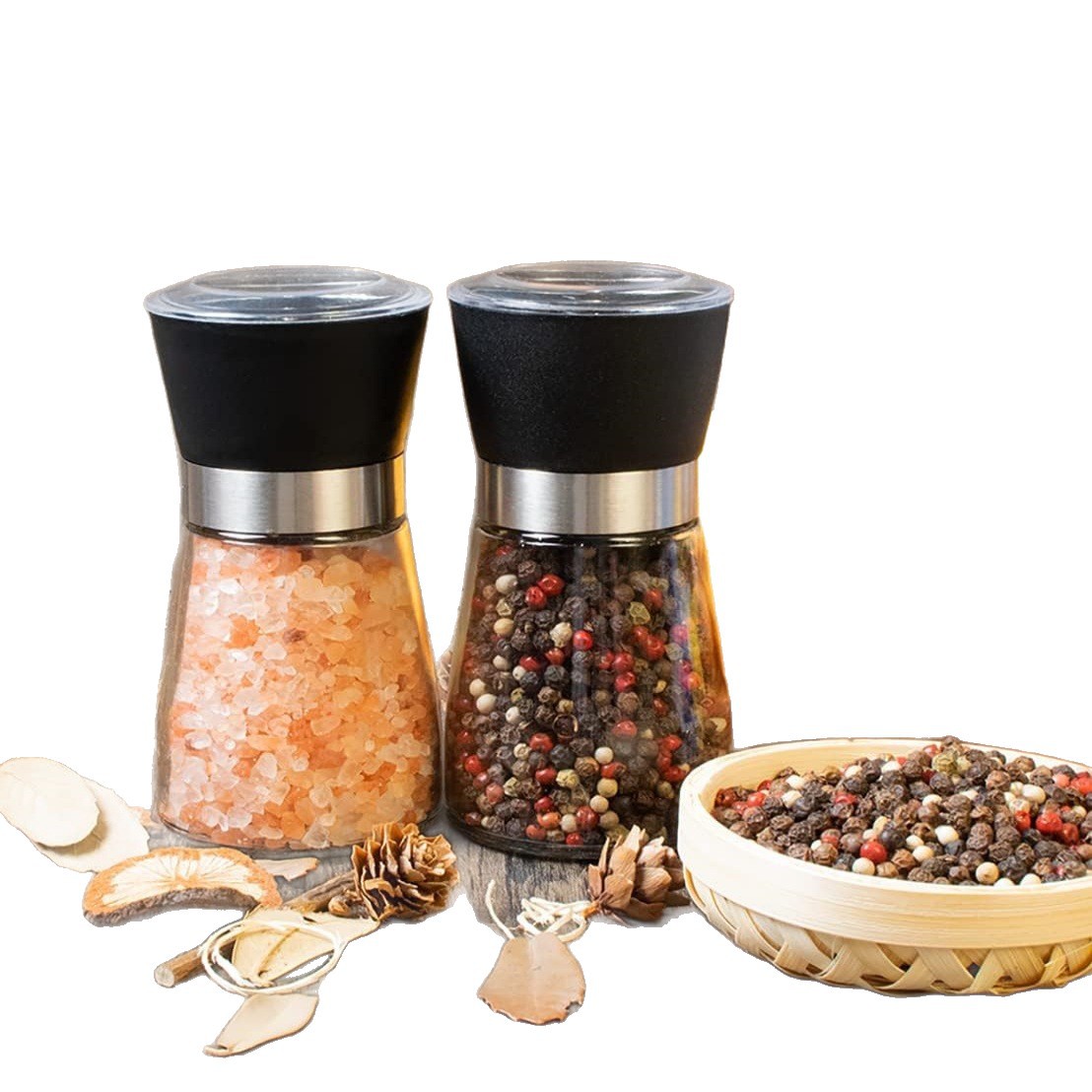Amazon exclusivamente para * 304 molinillo de pimienta doméstica manual de acero inoxidable, pimienta, pimienta negra, botella de condimento de vidrio