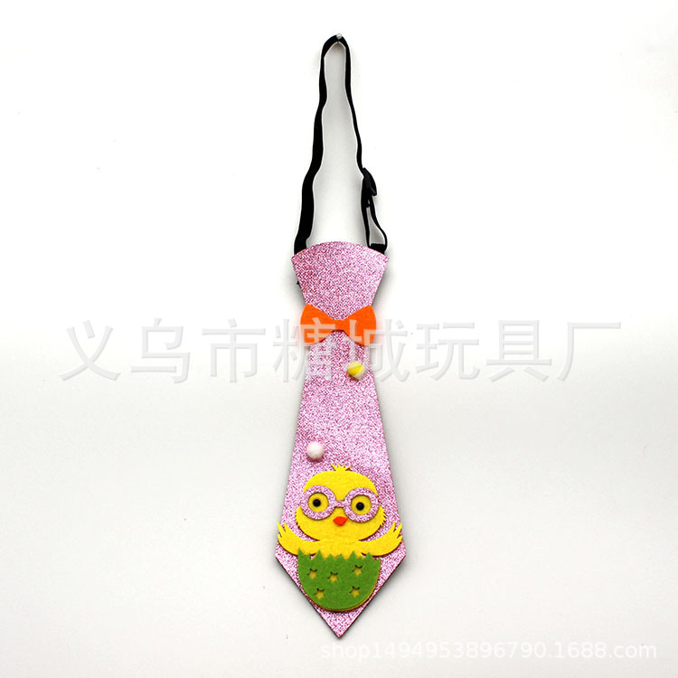 Pascua transfronteriza corbata de tela de cebolla dorada de dibujos animados conejo huevo de pollo corbata ajustable vestido de fiesta