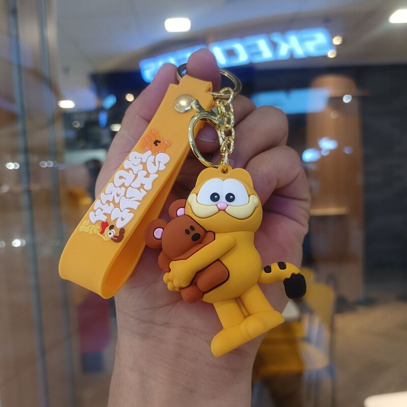 可爱卡通加菲猫钥匙链创意猫咪玩偶公仔挂饰情侣包包钥匙扣小挂件|undefined