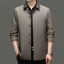 时尚单排扣休闲翻领纯棉夹克衫男秋季新款气质青年韩版休闲外套